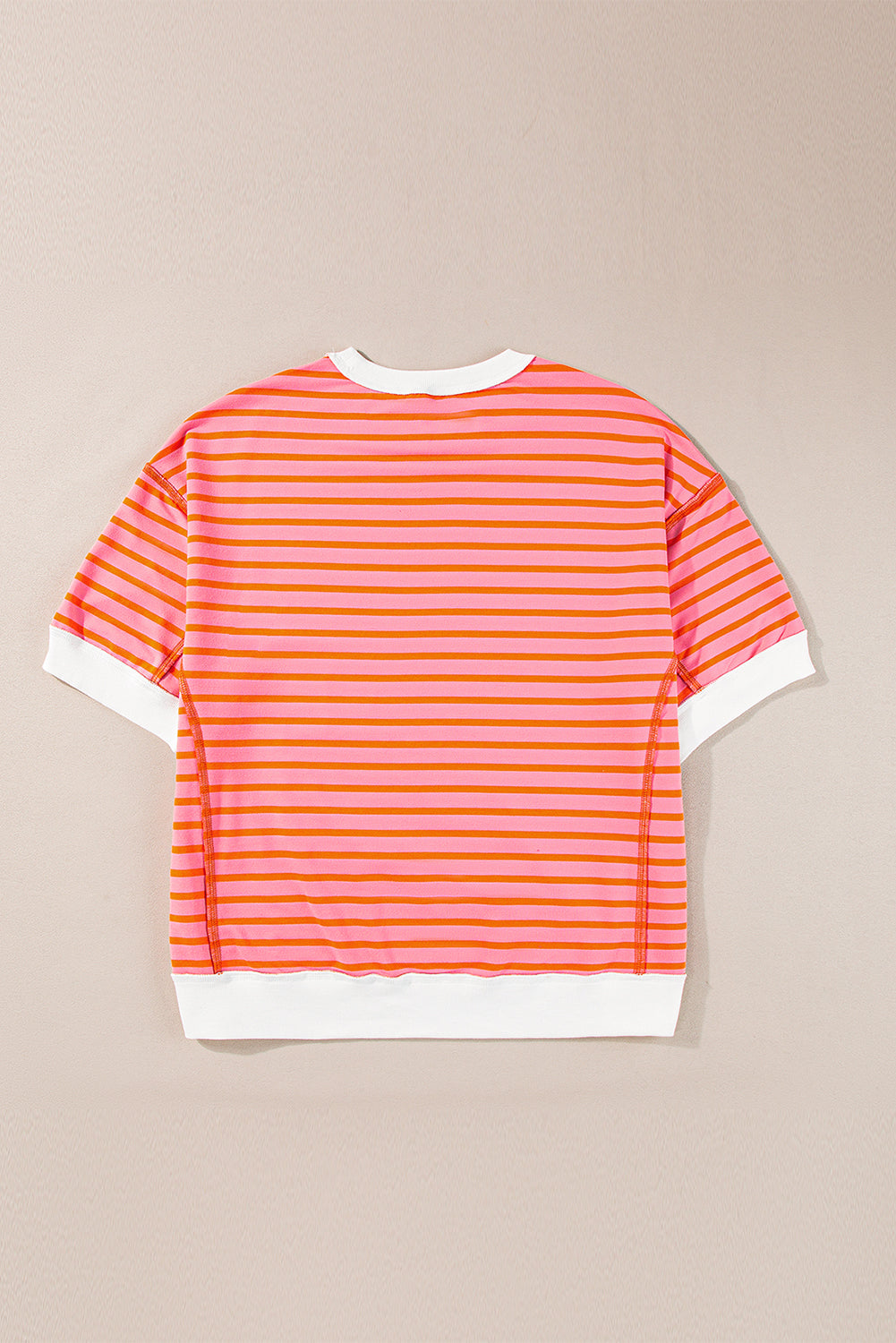 Anna - Horizontal gestreiftes, locker sitzendes T-Shirt mit Kontrastbesatz und weiten, kurzen Ärmeln