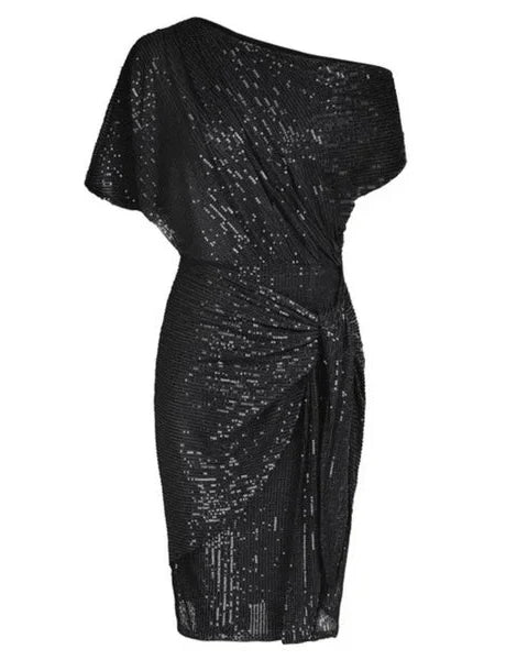 Esmee - Schlank machendes Paillettenkleid Asymmetrisch mit Schleife für besondere Anlässe