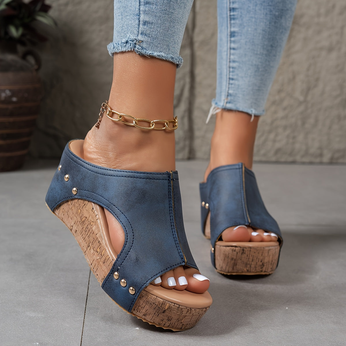 Lieke - zehenoffener Stilettoabsatz Clogs mit Stollen und atmungsaktivem Leder