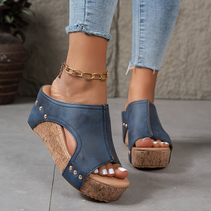 Lieke - zehenoffener Stilettoabsatz Clogs mit Stollen und atmungsaktivem Leder