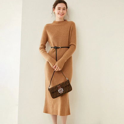 Monina - Kleid aus reiner Wolle bis zur Mitte der Wade