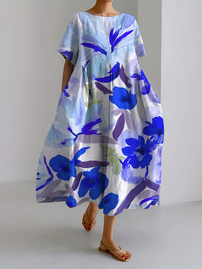 Dayana - lockeres Freizeitkleid für Frauen im Retro-Blumenmuster