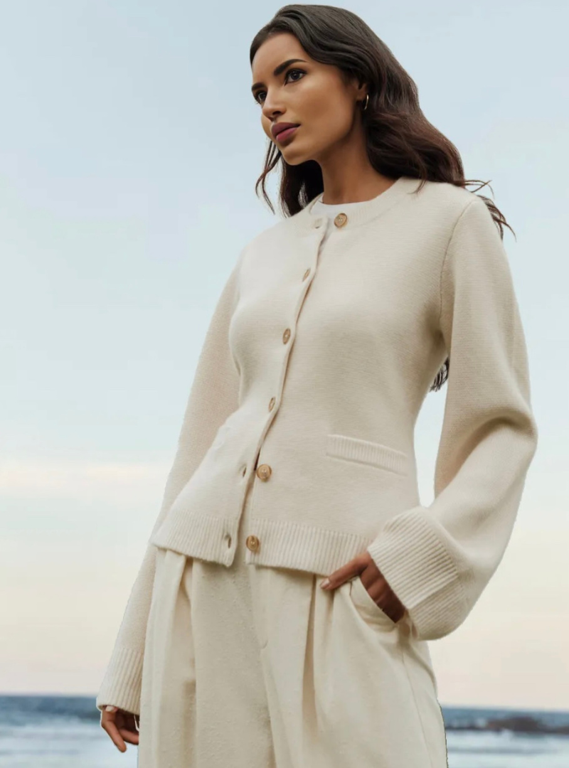 Paris - elegant gestrickt Strickjacke mit Knopf Verschluss für Frauen