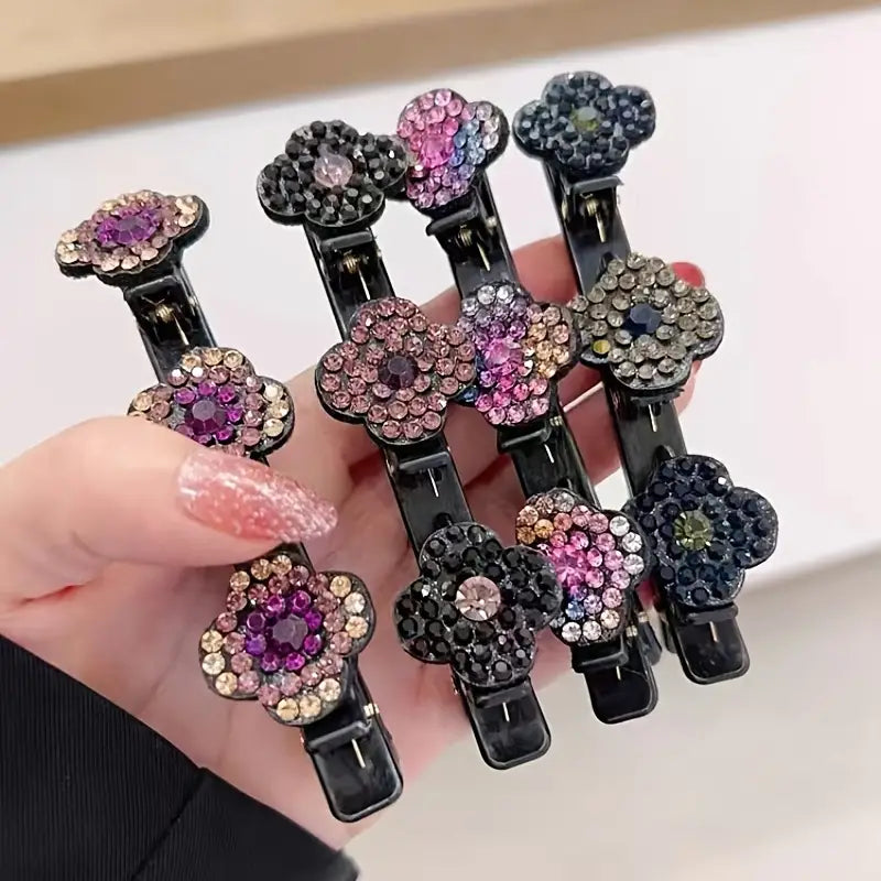 4 Stück Luna Kristall-Haarspangen mit schimmernden Blumen für eine wunderschöne Hochsteckfrisur