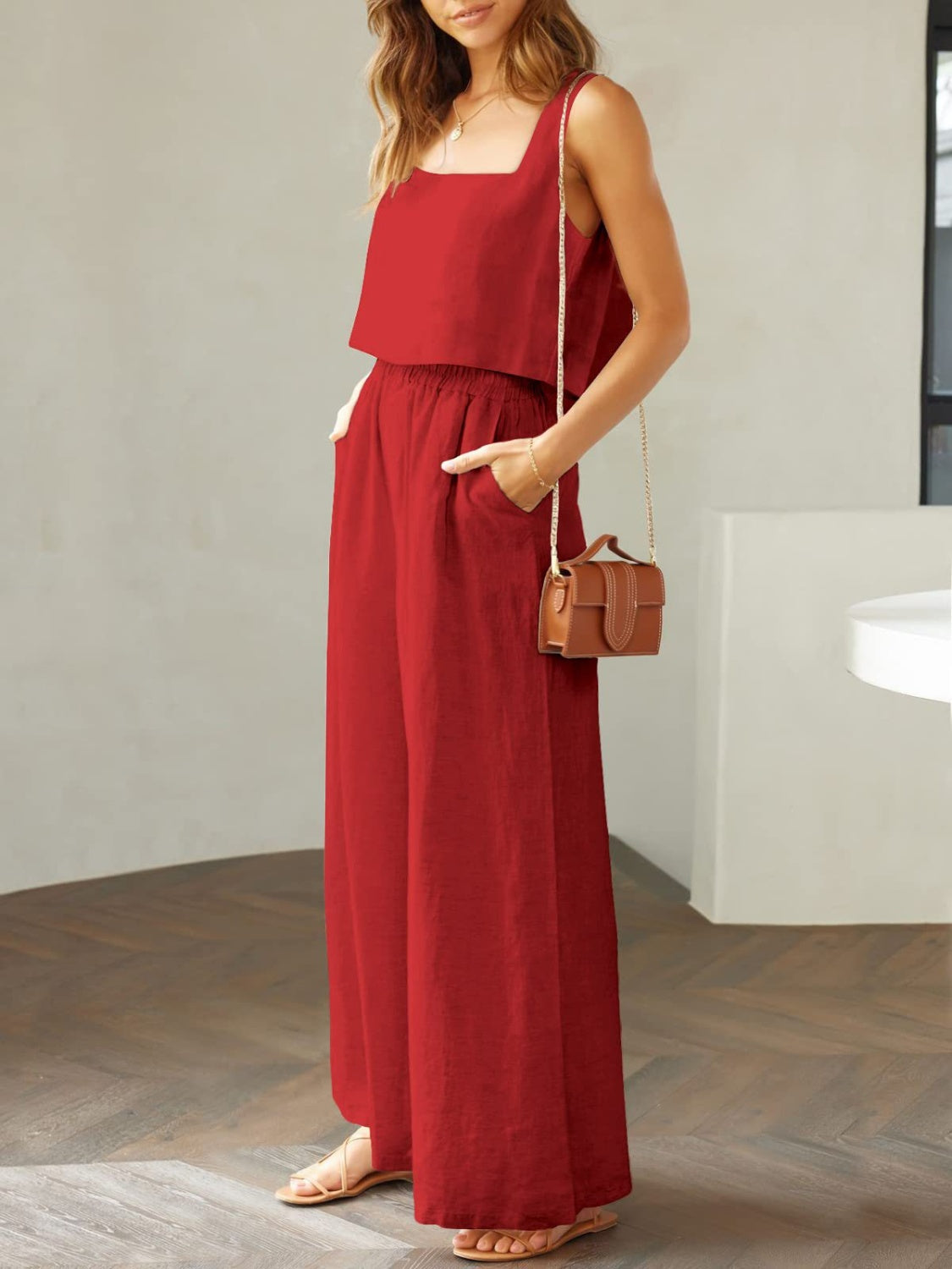 Lily - Gekürztes Tanktop und Hose mit weitem Bein Satz
