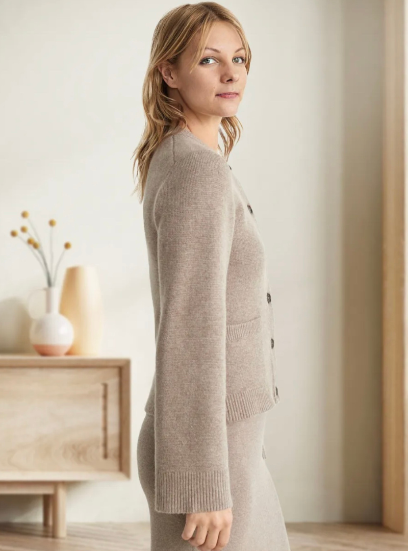 Paris - elegant gestrickt Strickjacke mit Knopf Verschluss für Frauen