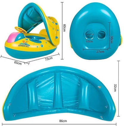 Baby & Kleinkind aufblasbare Schlauchbootmatratze mit Vordach - Schwimmring mit Vordach