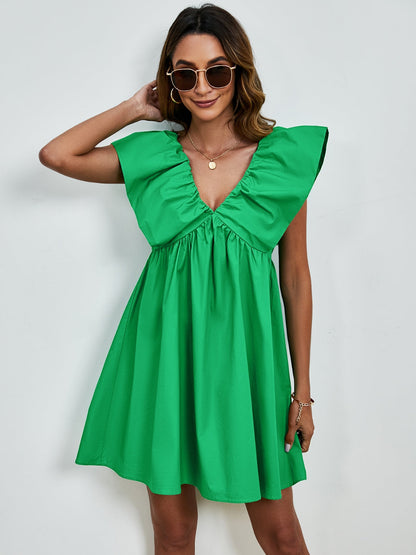 Mia - Kleid mit V-Ausschnitt und Puffärmeln