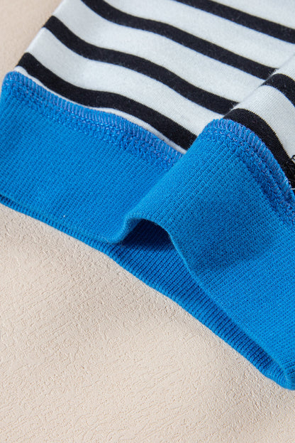 Anna - Horizontal gestreiftes, locker sitzendes T-Shirt mit Kontrastbesatz und weiten, kurzen Ärmeln