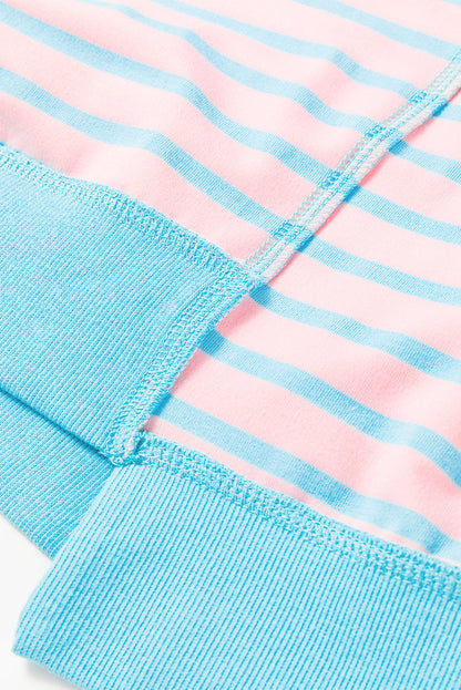 Anna - Horizontal gestreiftes, locker sitzendes T-Shirt mit Kontrastbesatz und weiten, kurzen Ärmeln