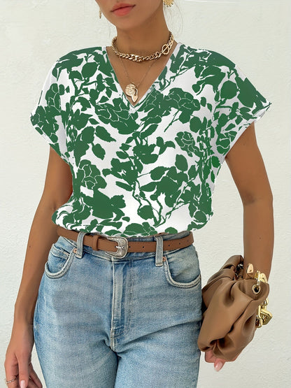 Graysen - kurzärmelige Bluse mit Blumendruck