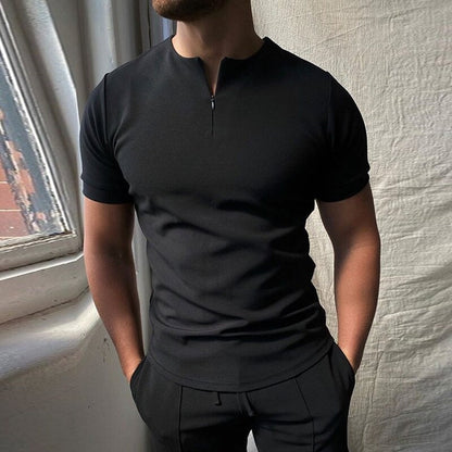 Kaiser -  Rundhalsausschnitt T-Shirt mit Reißverschluss