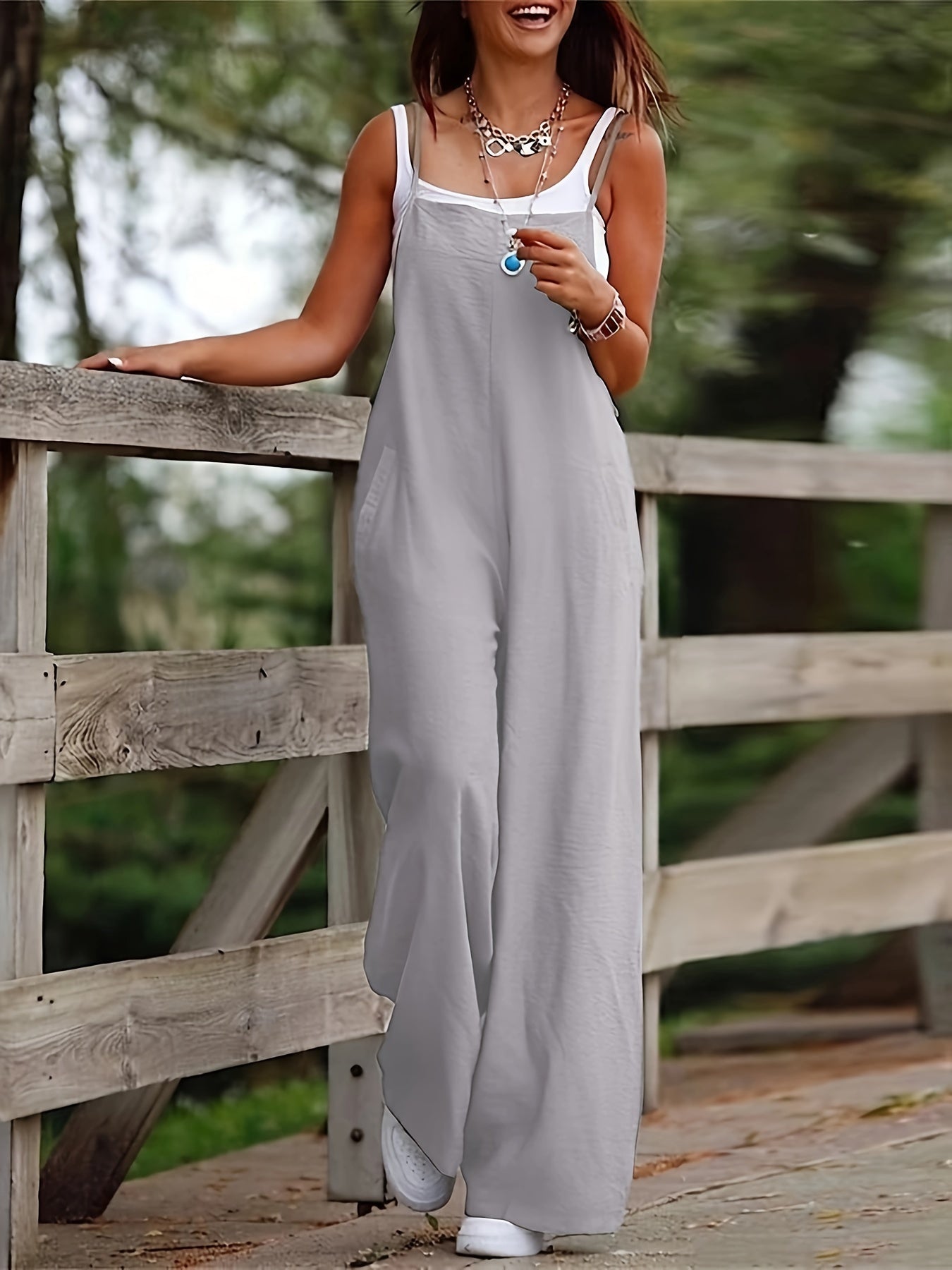 Grietje - Weite Jumpsuit aus Baumwolle mit Spaghetti-Trägern