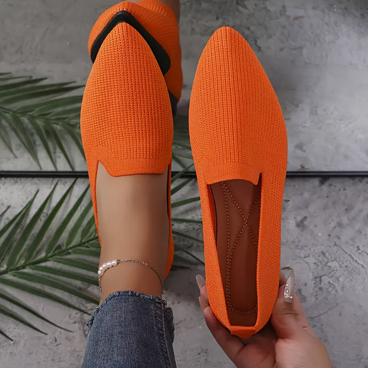 Femke - Geflochtene spitze Ballerina Loafers in leuchtenden Farben mit rutschfester Unten