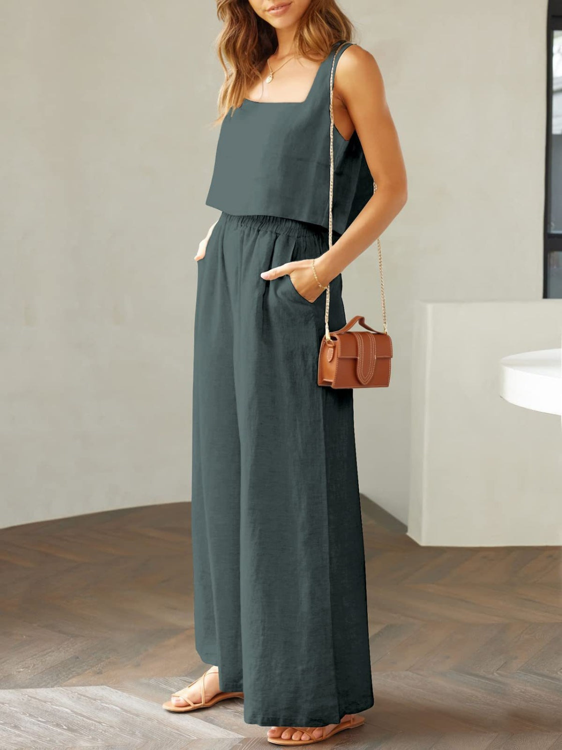 Lily - Gekürztes Tanktop und Hose mit weitem Bein Satz