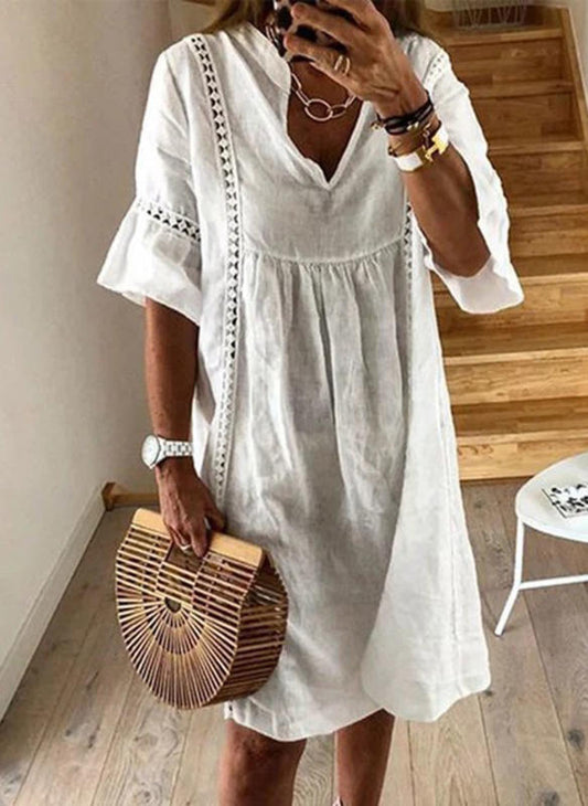 Tatum - Weißes elegantes Tunikakleid