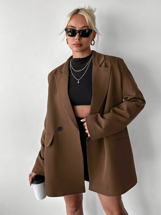 Janneke - Mokkabrauner Blazer in Überdimensionale für Frauen