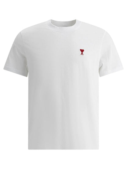 Ami Paris Weißes T-Shirt Unisex Kurzarm Hoher Ausschnitt