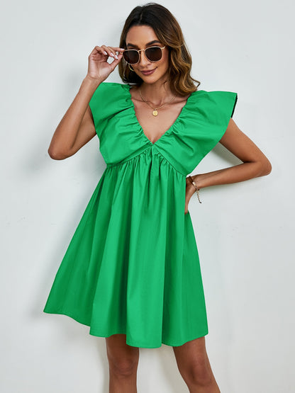 Mia - Kleid mit V-Ausschnitt und Puffärmeln