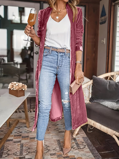 Mila - Weiches Wildleder Lange öffnen elegante Strickjacke weste
