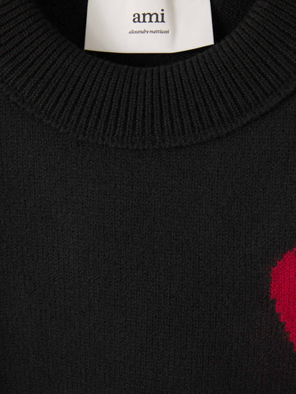 Bram - Ami Paris Atmungsaktiver Strickpullover mit Herz und Buchstabe Ein Detail