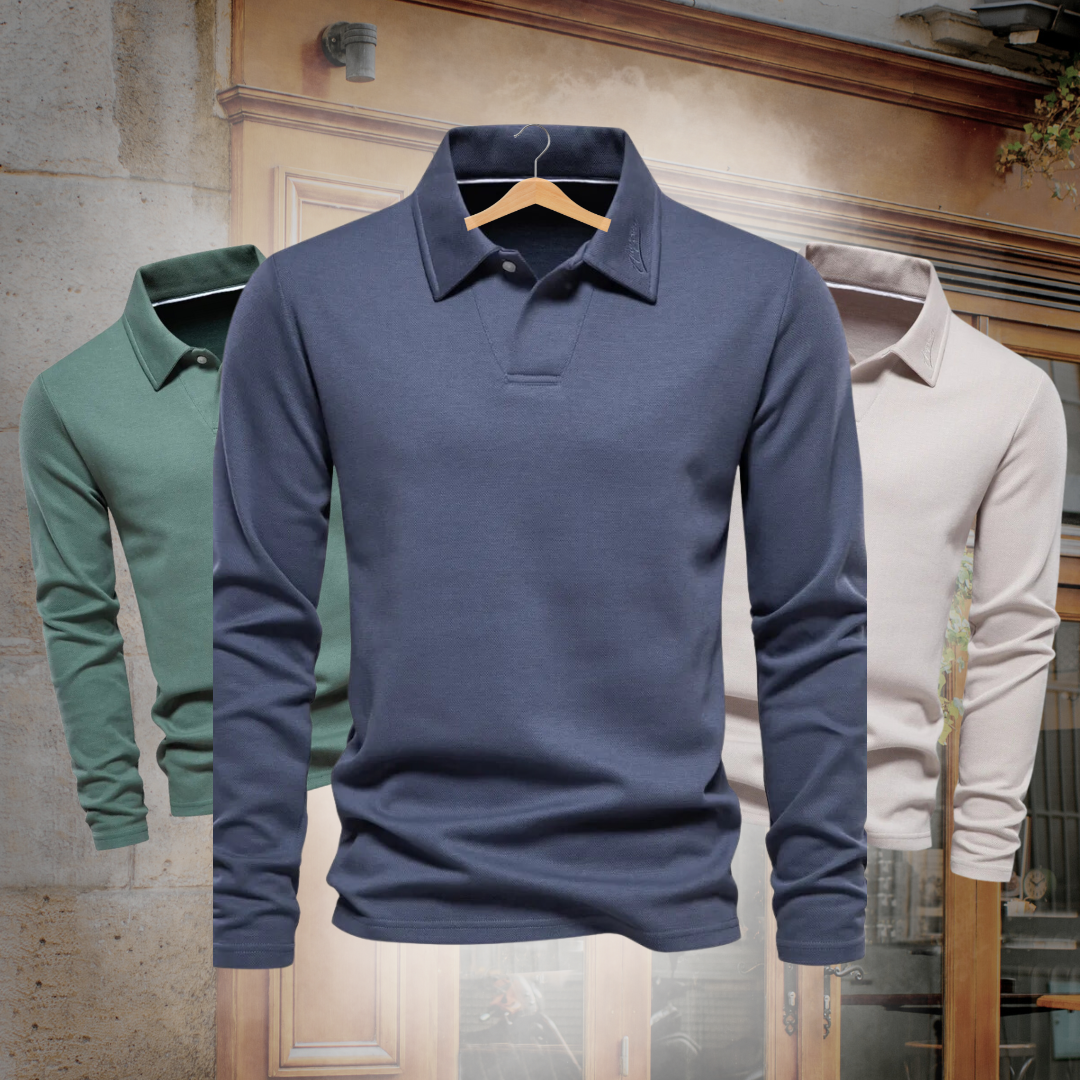 Lucas - klassisches Langarm-Polo mit elegantem Kragen