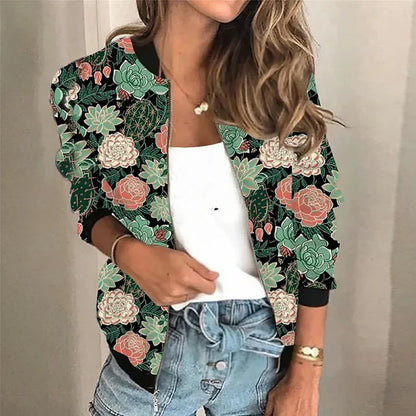 Grace - bedruckte Reißverschlussjacke mit Muster für Frühling und Sommer