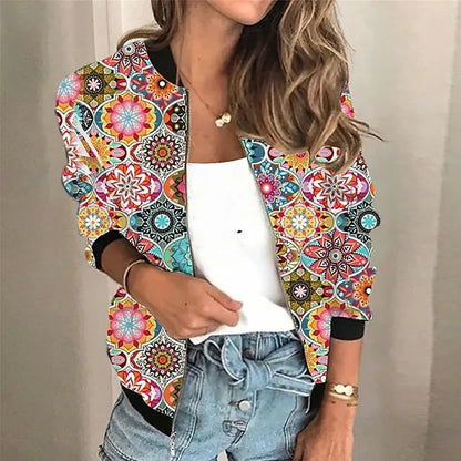 Grace - bedruckte Reißverschlussjacke mit Muster für Frühling und Sommer