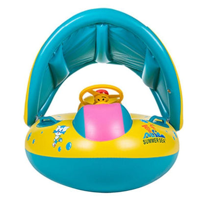 Baby & Kleinkind aufblasbare Schlauchbootmatratze mit Vordach - Schwimmring mit Vordach