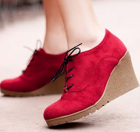 BellaVida Elegante Knöchel Keil Absätze Plattform Schnürschuhe