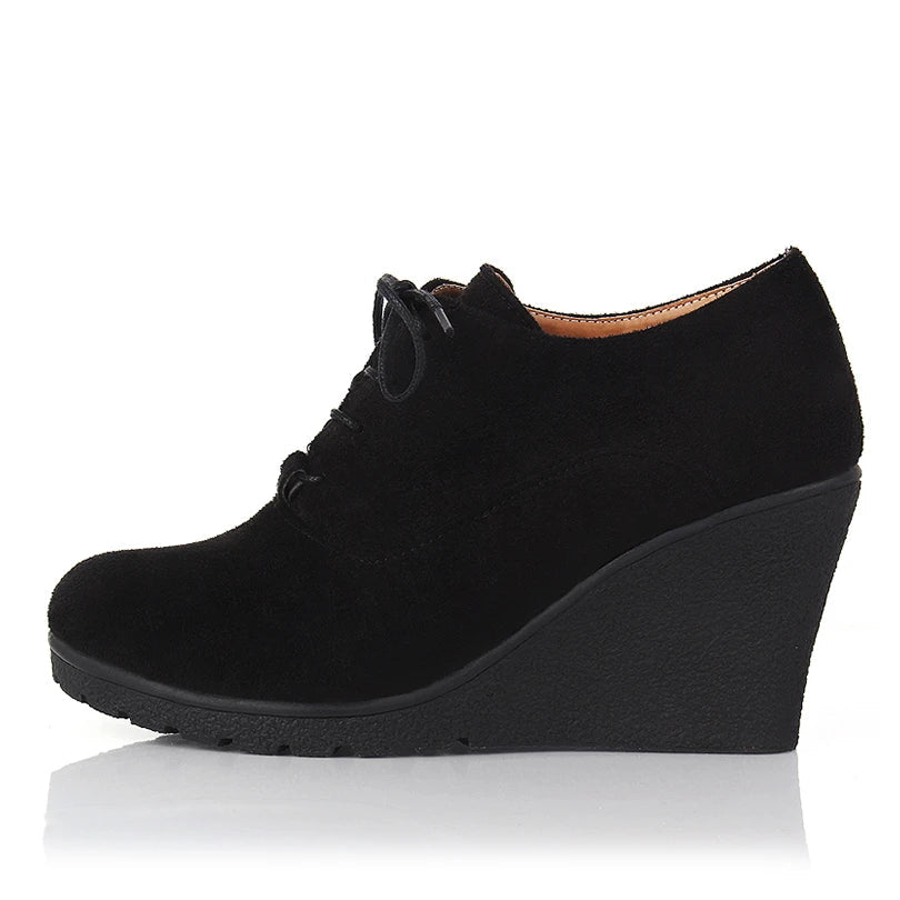 BellaVida Elegante Knöchel Keil Absätze Plattform Schnürschuhe