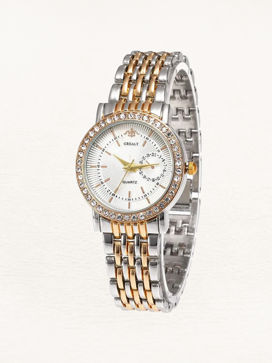 Anouk - Edelstahl Damenuhr mit Zirkonia Gold-Silber Weiß