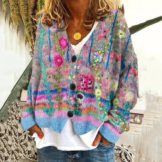 Sophia - Strickjacke mit Blumenstickerei