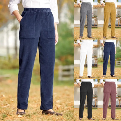 Isley - Damen Cordhose mit elastischer Taille und geradem Bein, unifarben