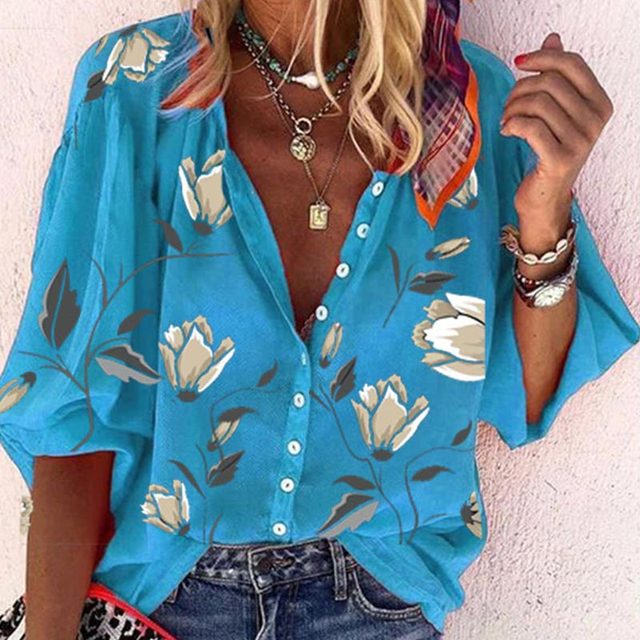 Aislinn - modische Damenbluse mit Blumendruck