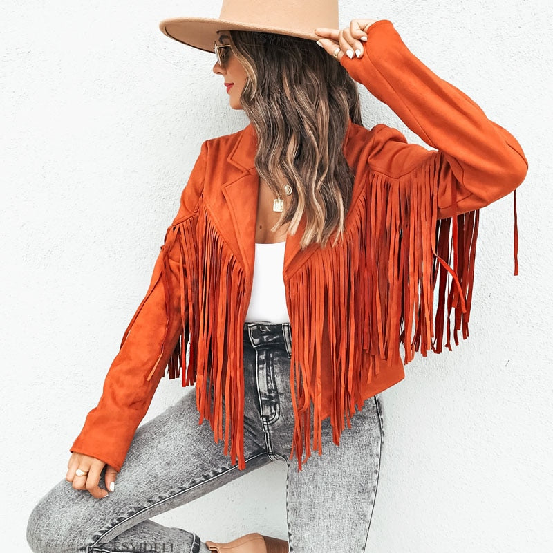 Brayer - Wildlederjacke mit Fransen - Damenstrickjacke mit Quasten für ein trendiges Outfit