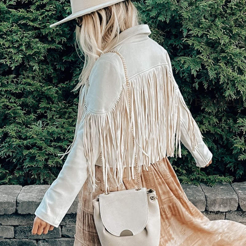 Brayer - Wildlederjacke mit Fransen - Damenstrickjacke mit Quasten für ein trendiges Outfit