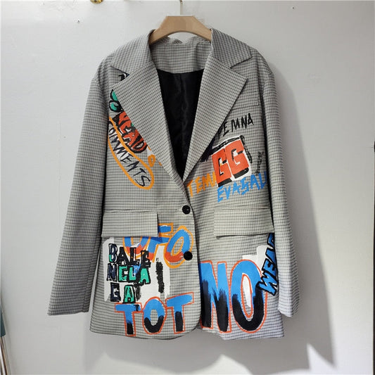 Aria - Übergroßer Blazer mit Tasche und Druck