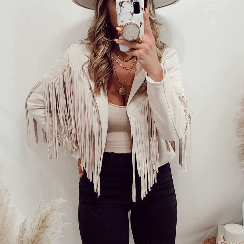 Brayer - Wildlederjacke mit Fransen - Damenstrickjacke mit Quasten für ein trendiges Outfit