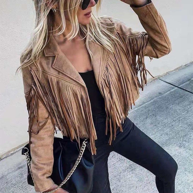 Billy wildleder lederjacke motorrad-jacke mit cowboy-fransen