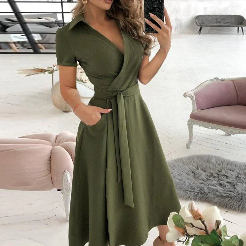 Suzanne - A-Linien-Krawattenkleid mit Taschen