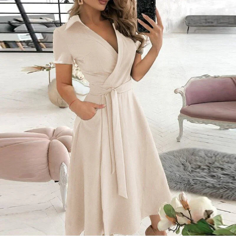Suzanne - A-Linien-Krawattenkleid mit Taschen