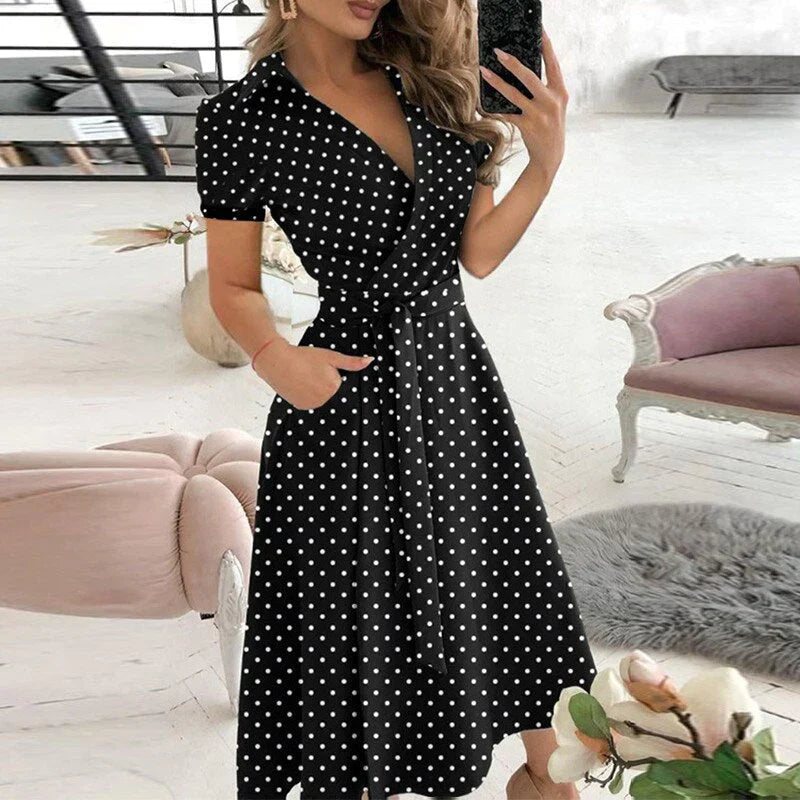 Suzanne - A-Linien-Krawattenkleid mit Taschen