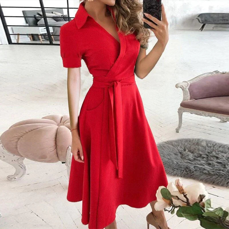 Suzanne - A-Linien-Krawattenkleid mit Taschen