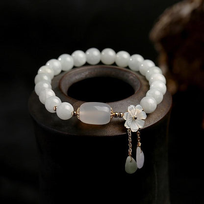 Purity&Harmony weißer Jade und Achat Perlen Armband