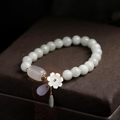 Purity&Harmony weißer Jade und Achat Perlen Armband