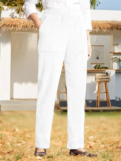 Isley - Damen Cordhose mit elastischer Taille und geradem Bein, unifarben