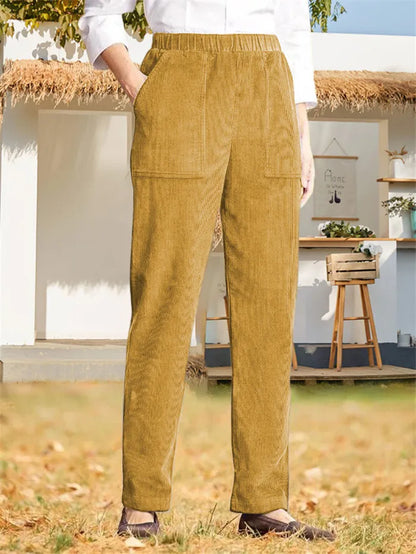 Isley - Damen Cordhose mit elastischer Taille und geradem Bein, unifarben