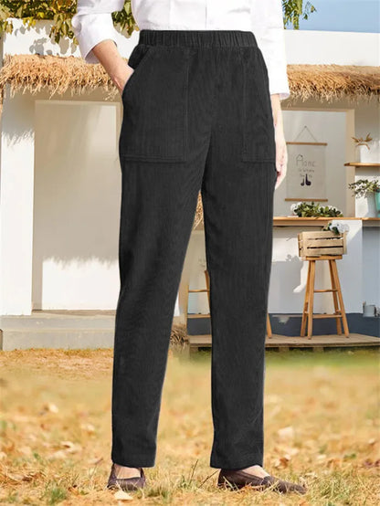 Isley - Damen Cordhose mit elastischer Taille und geradem Bein, unifarben