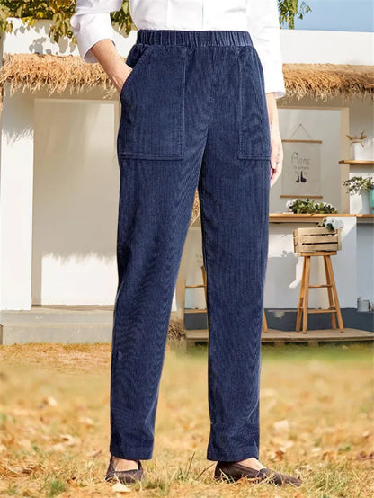 Isley - Damen Cordhose mit elastischer Taille und geradem Bein, unifarben